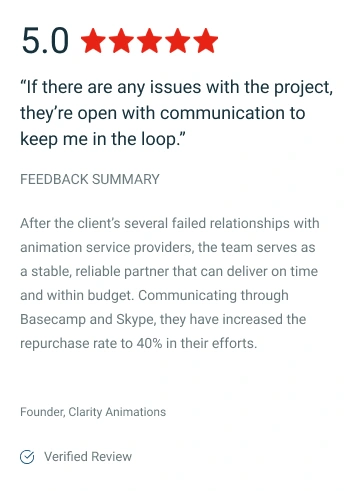 Motionvillee Client Clutch Review : Founder, Clarity Animations