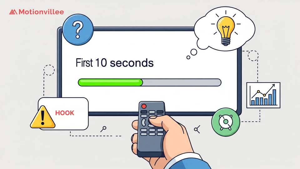A strong opening hook is essential because it decides whether your audience keeps watching.